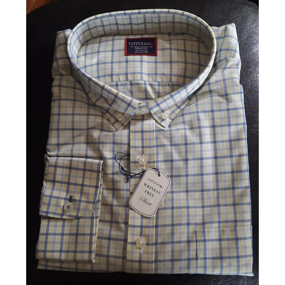 NWT MEN's UNTUCKit Long Sleeve Button‎ Down Shirt - 3XL Regular - "CAVALON" - WF